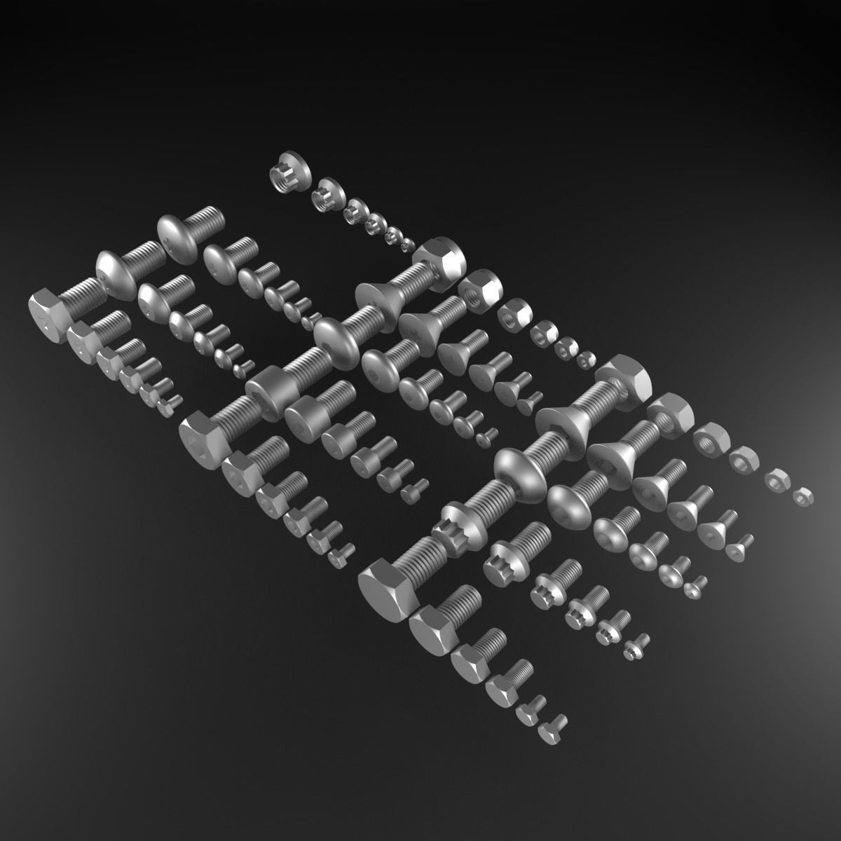 Bolts And Nuts Collection 3D model_4