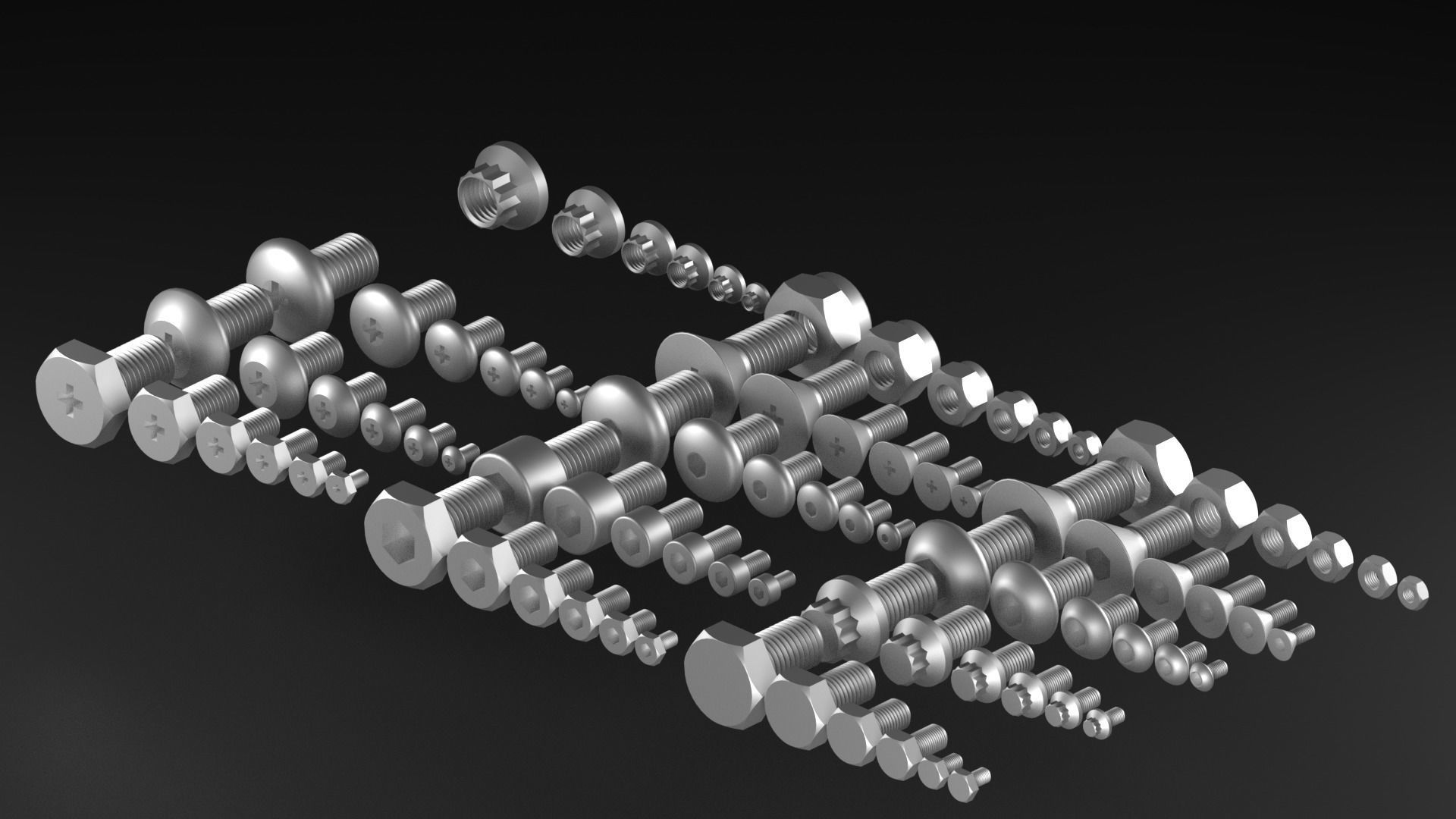 Bolts And Nuts Collection 3D model_1
