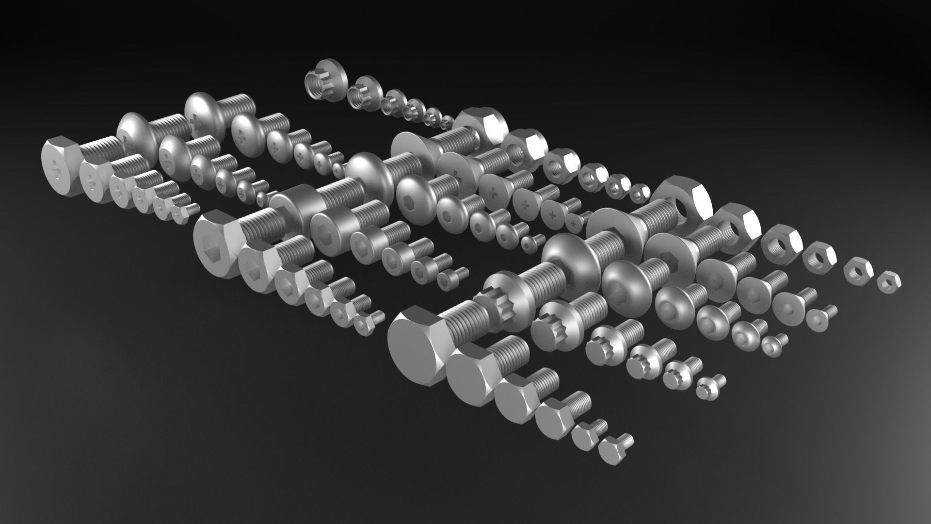 Bolts And Nuts Collection 3D model_2