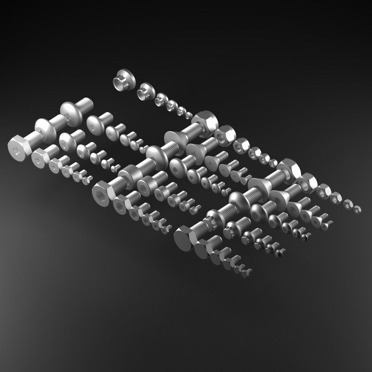 Bolts And Nuts Collection 3D model_11