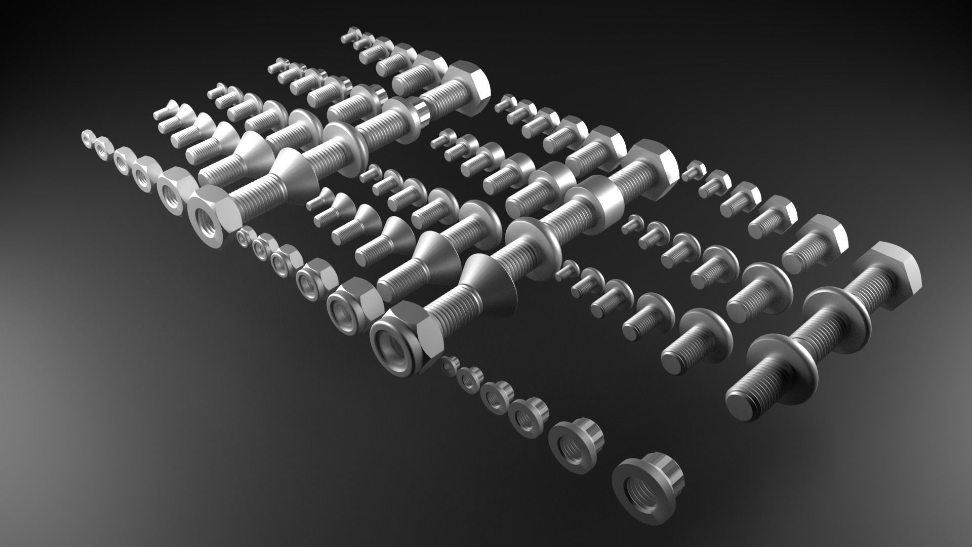 Bolts And Nuts Collection 3D model_6