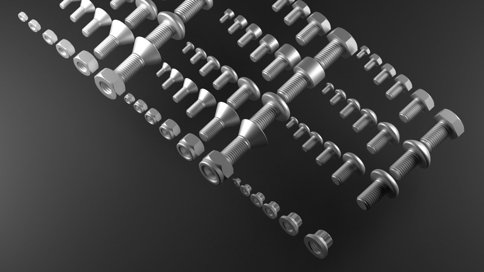 Bolts And Nuts Collection 3D model_9