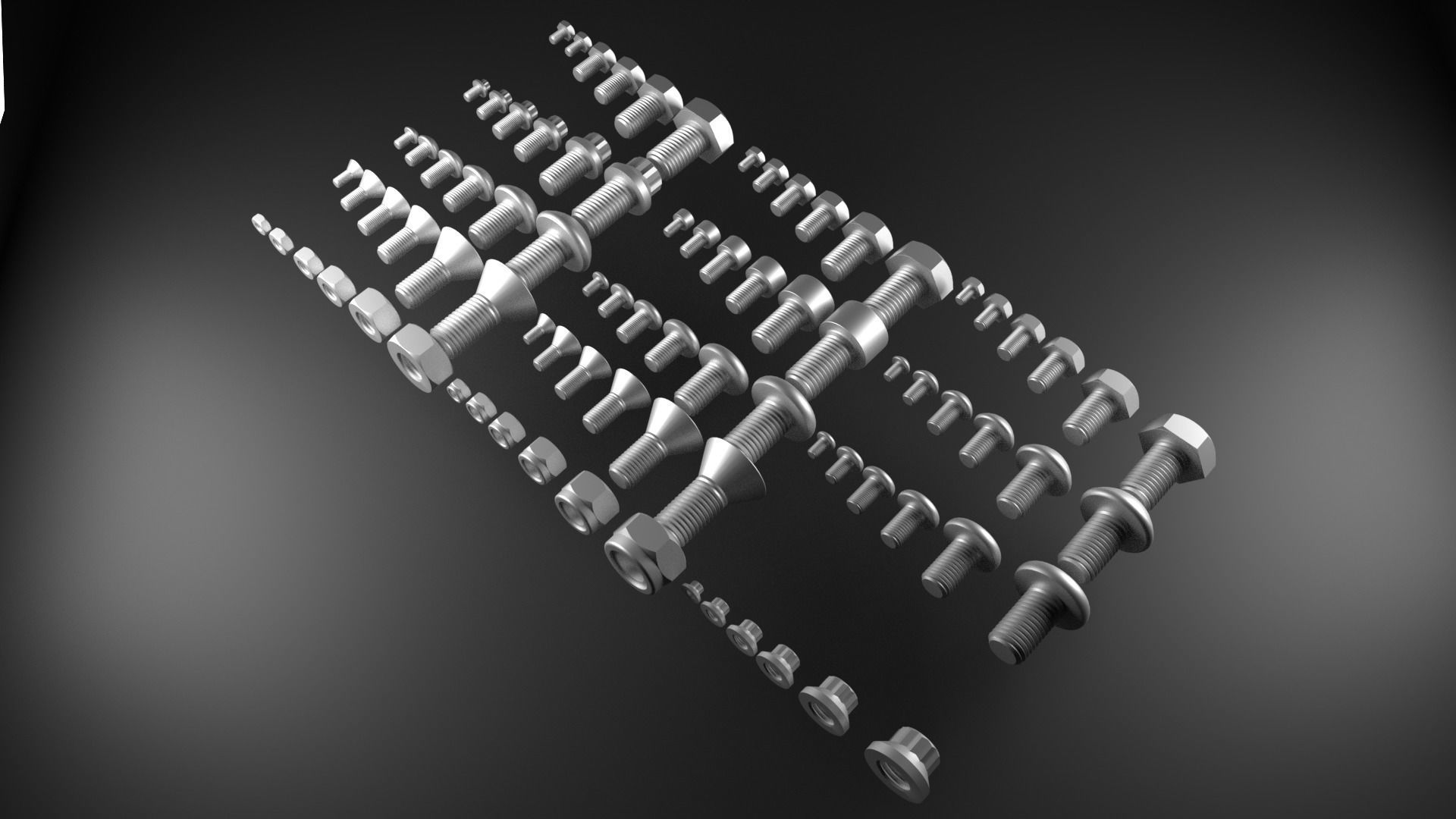 Bolts And Nuts Collection 3D model_8