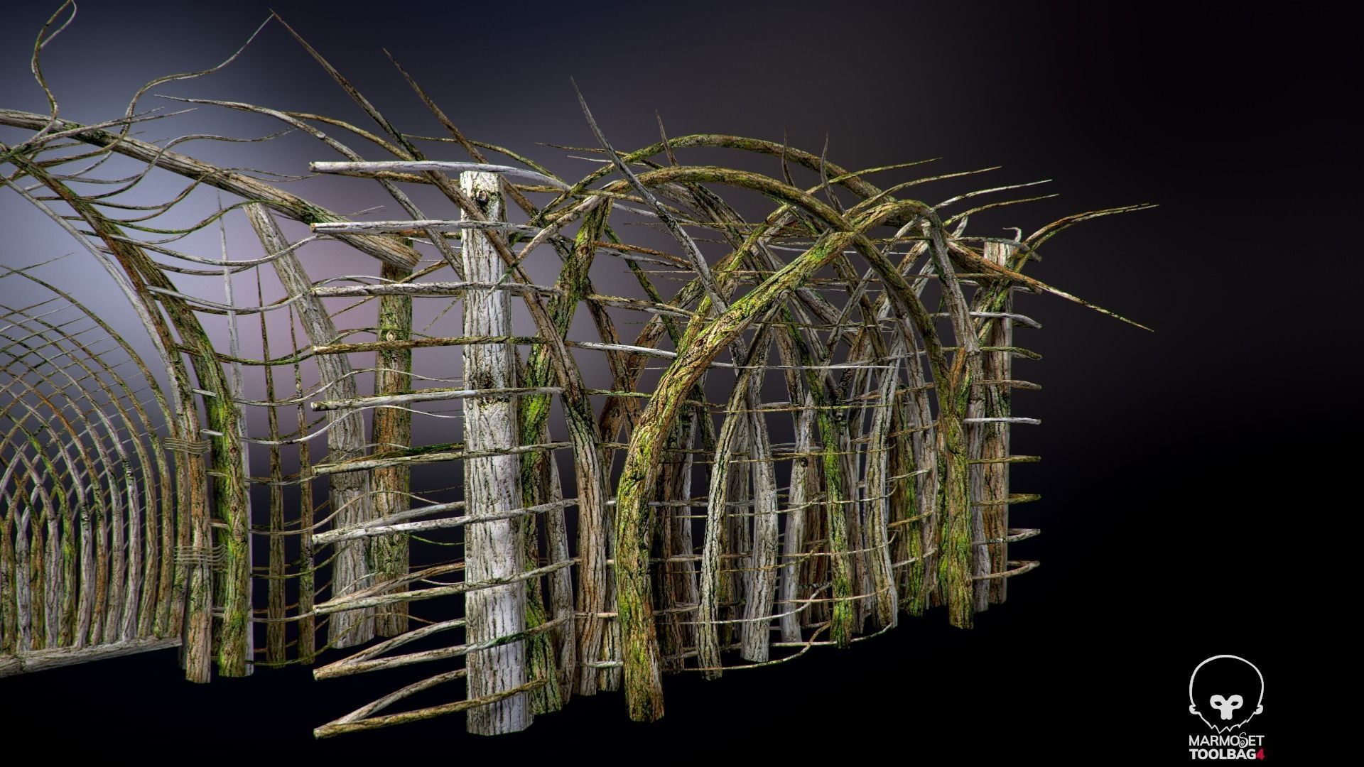 Forest - Wooden Fences and Gate Low-poly 3D model_11