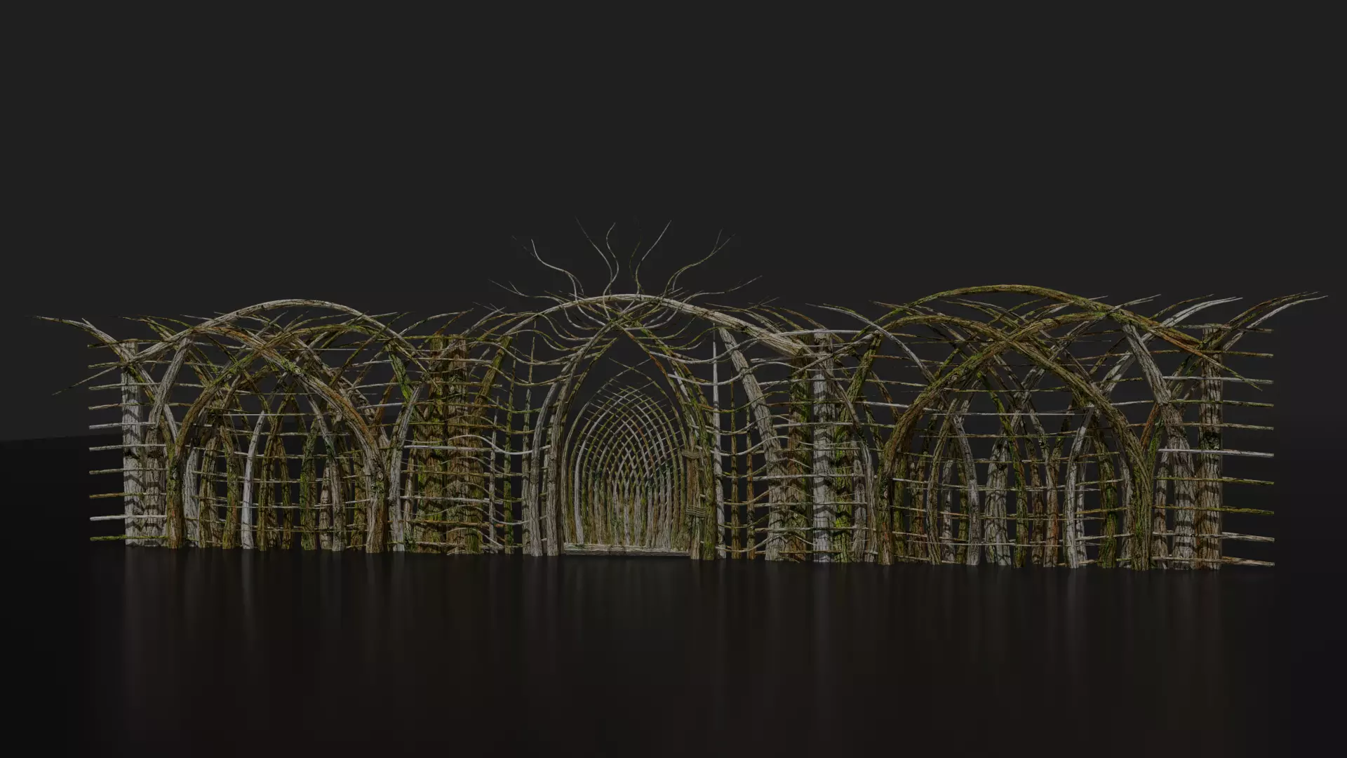 Forest - Wooden Fences and Gate Low-poly 3D model_0