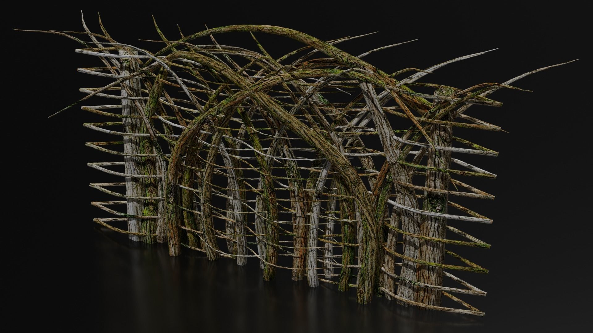 Forest - Wooden Fences and Gate Low-poly 3D model_6