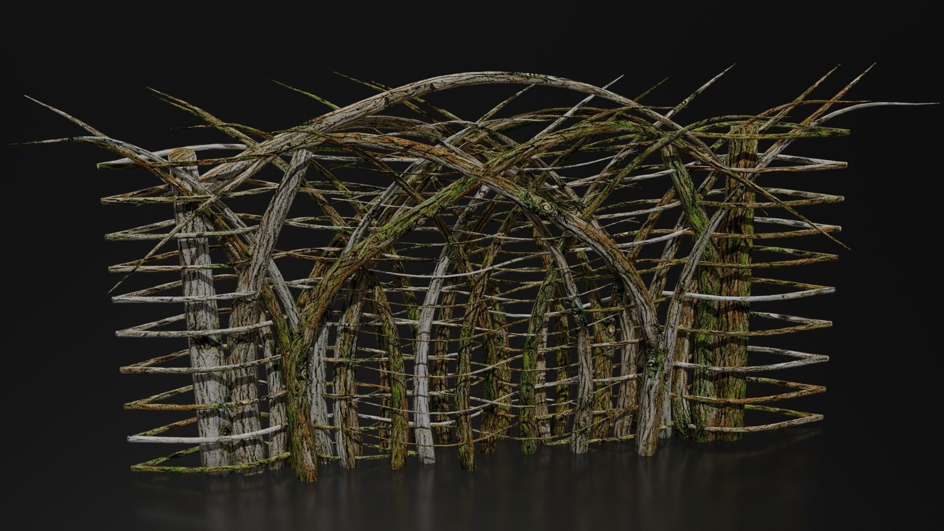 Forest - Wooden Fences and Gate Low-poly 3D model_4