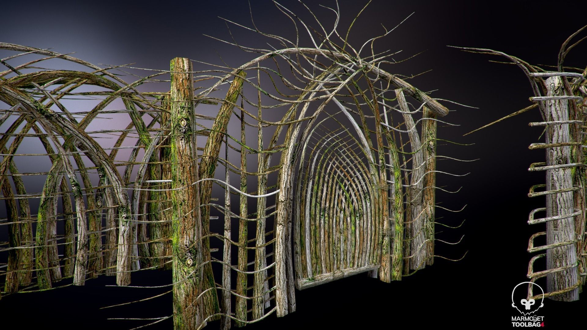 Forest - Wooden Fences and Gate Low-poly 3D model_10