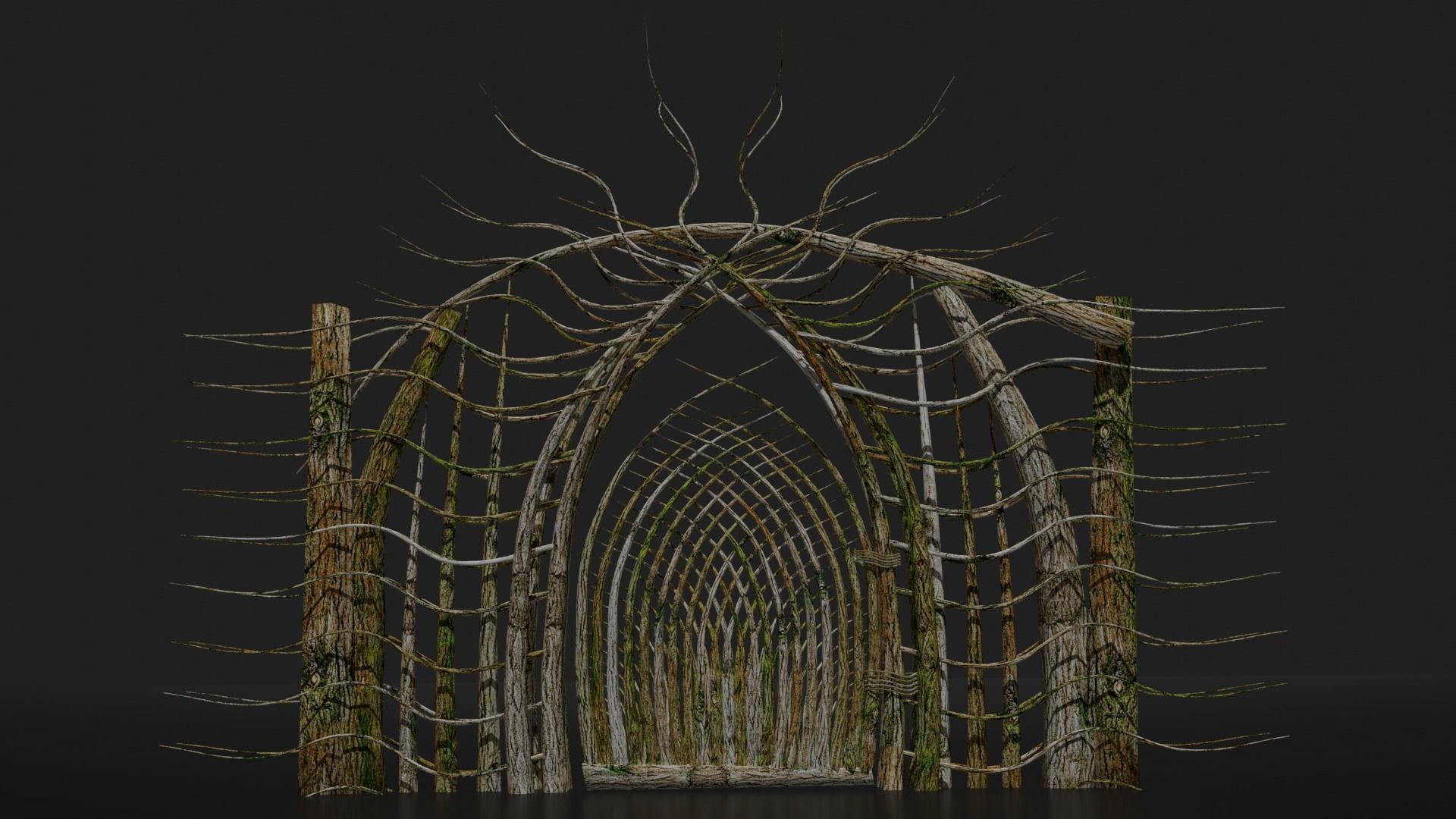 Forest - Wooden Fences and Gate Low-poly 3D model_5