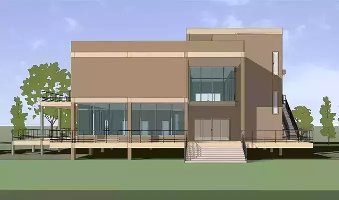 Office in the pond 3D model