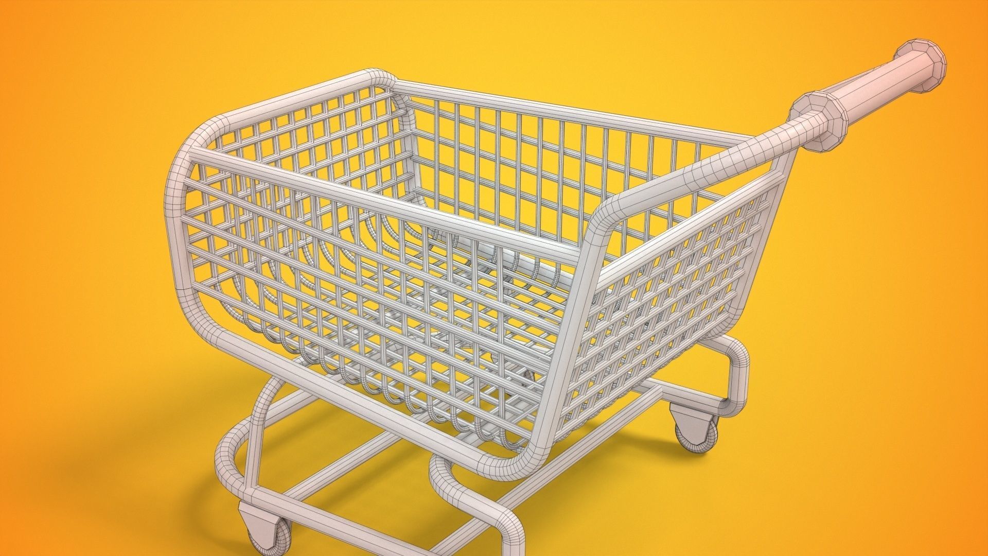 Stylized Shopping Cart Low-poly 3D model_17