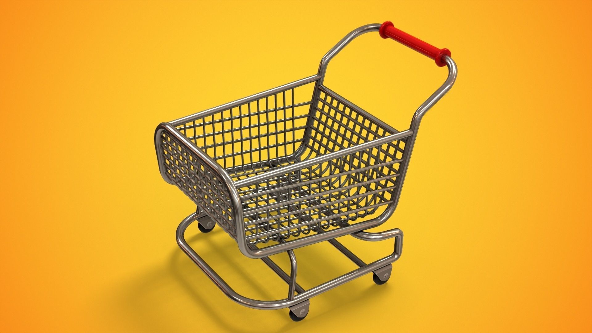 Stylized Shopping Cart Low-poly 3D model_8