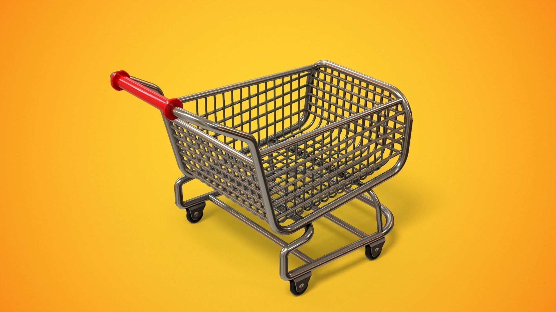 Stylized Shopping Cart Low-poly 3D model_4