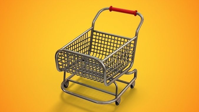 Stylized Shopping Cart Low-poly 3D model