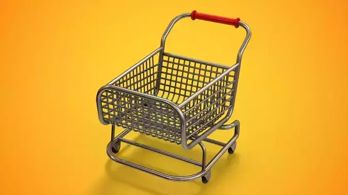 Stylized Shopping Cart Low-poly 3D model