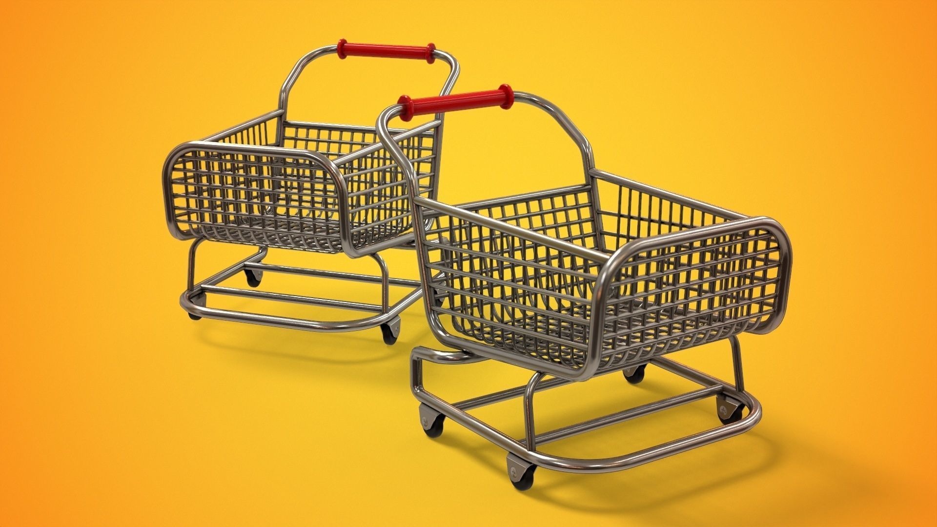 Stylized Shopping Cart Low-poly 3D model_2