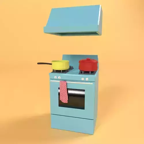 gas stove  cartoon Low-poly Low-poly 3D model