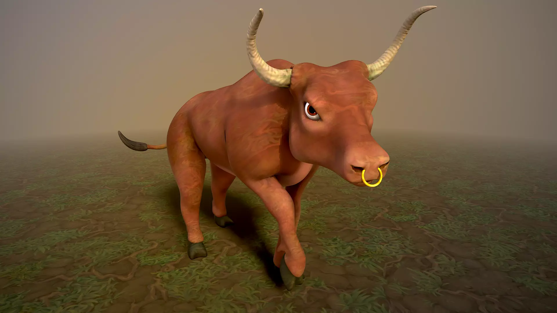cartoon bull Low-poly 3D model_0