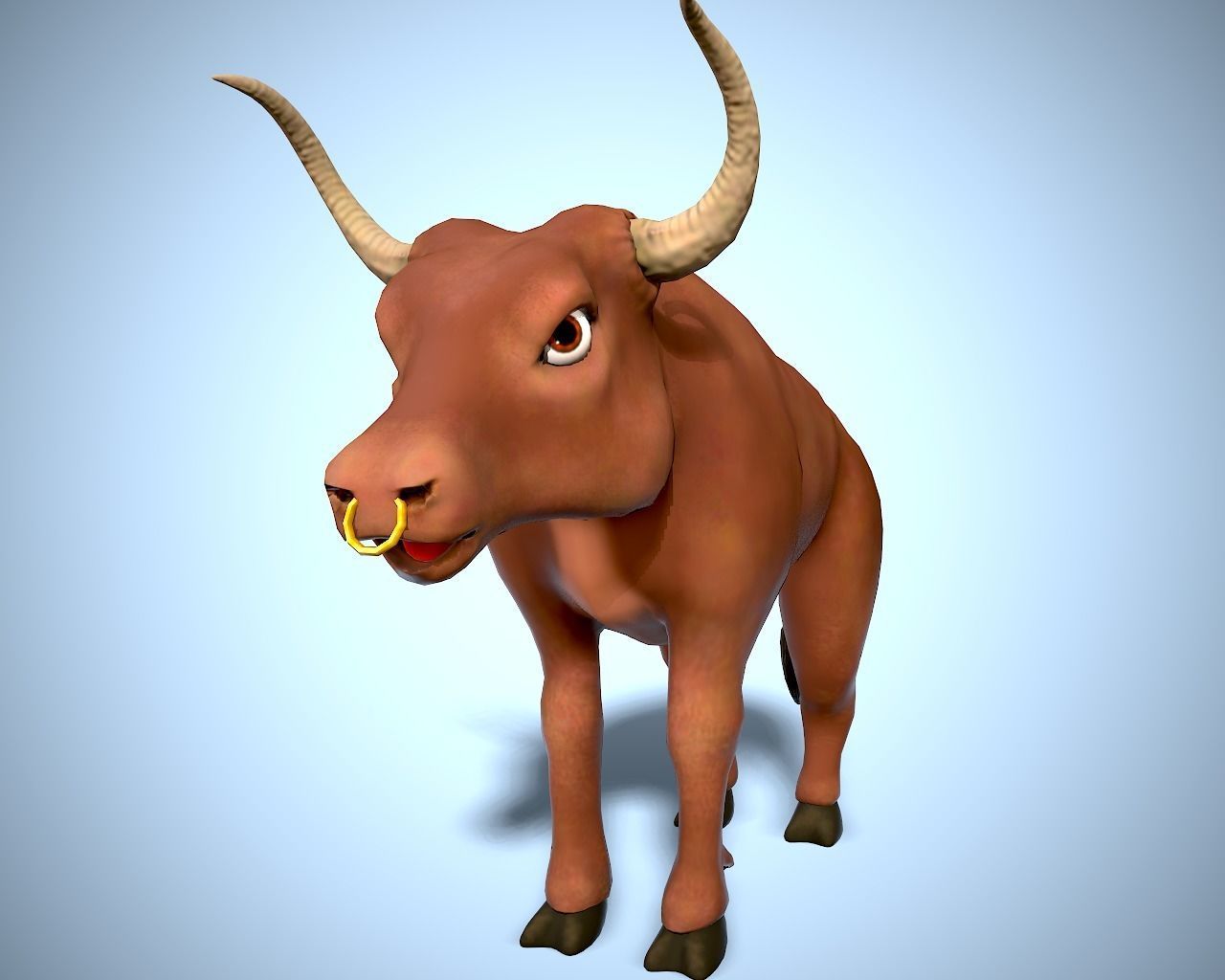 cartoon bull Low-poly 3D model_7