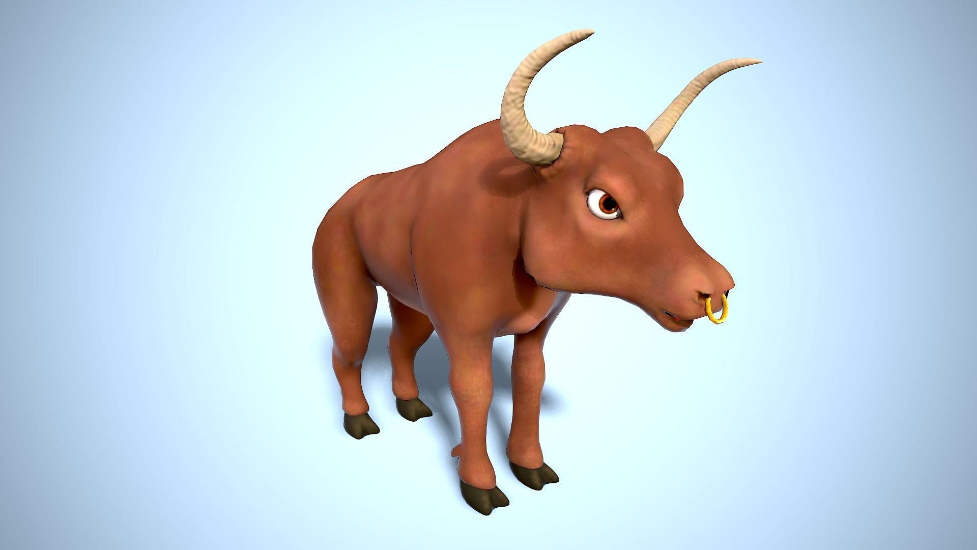 cartoon bull Low-poly 3D model_3