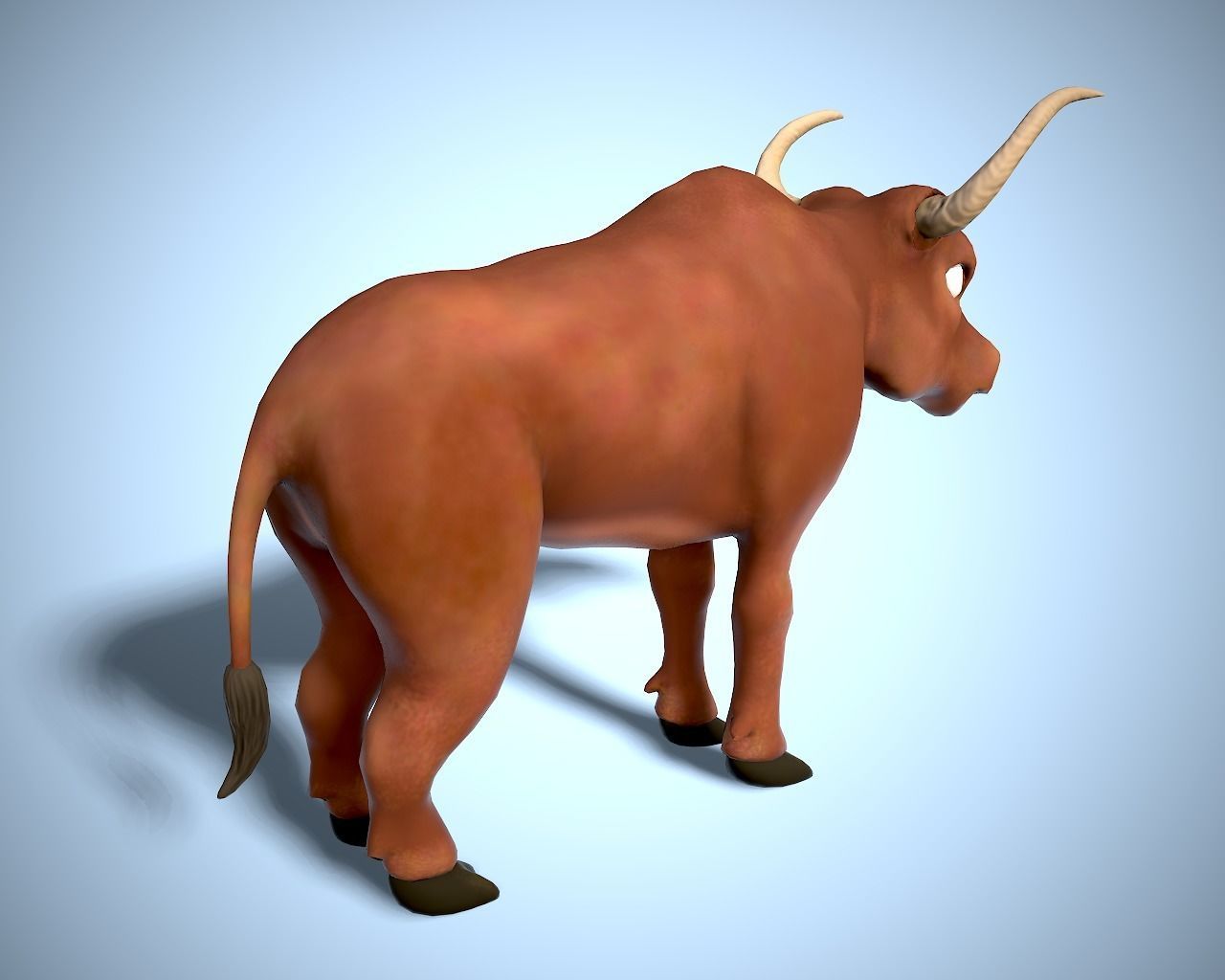 cartoon bull Low-poly 3D model_5