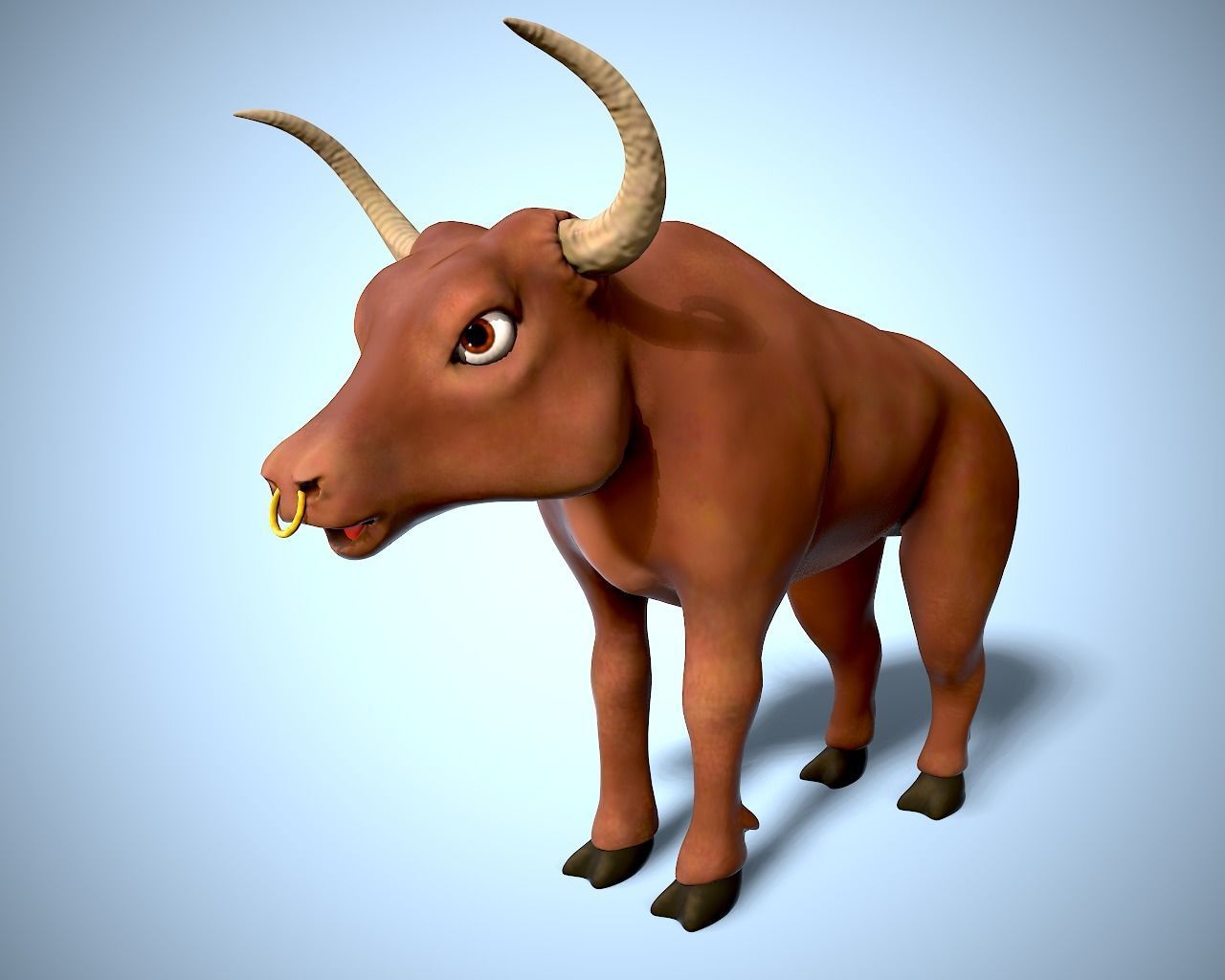 cartoon bull Low-poly 3D model_8