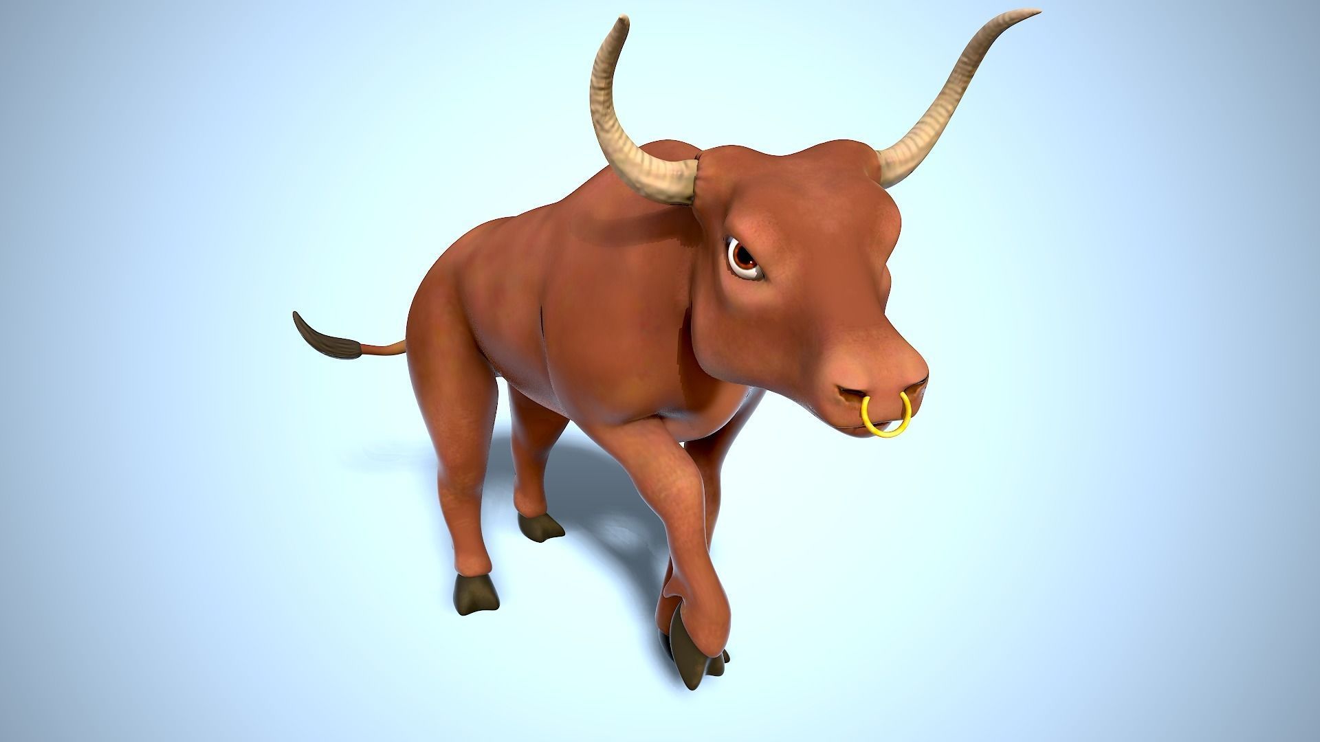 cartoon bull Low-poly 3D model_2