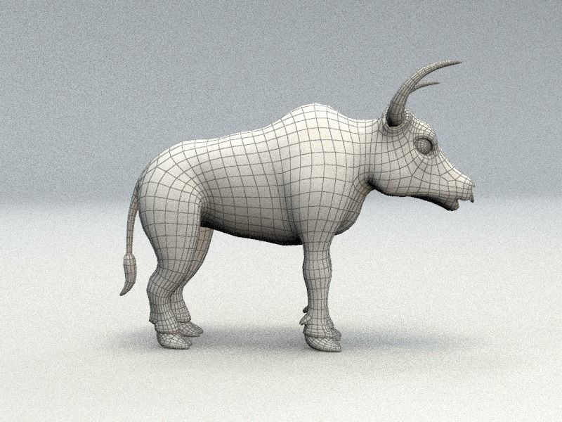 cartoon bull Low-poly 3D model_9