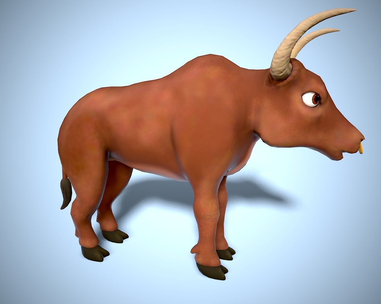 cartoon bull Low-poly 3D model_4