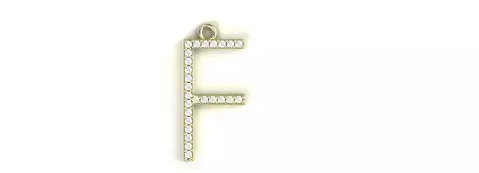 Letter F Diamond Pendant Gold Silver Platinum Luxury 3D print model