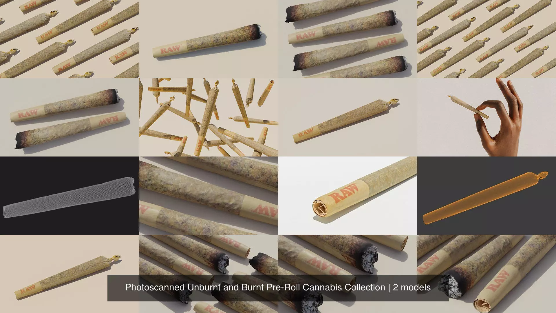 Photoscanned Unburnt and Burnt Pre-Roll Cannabis Collection _2