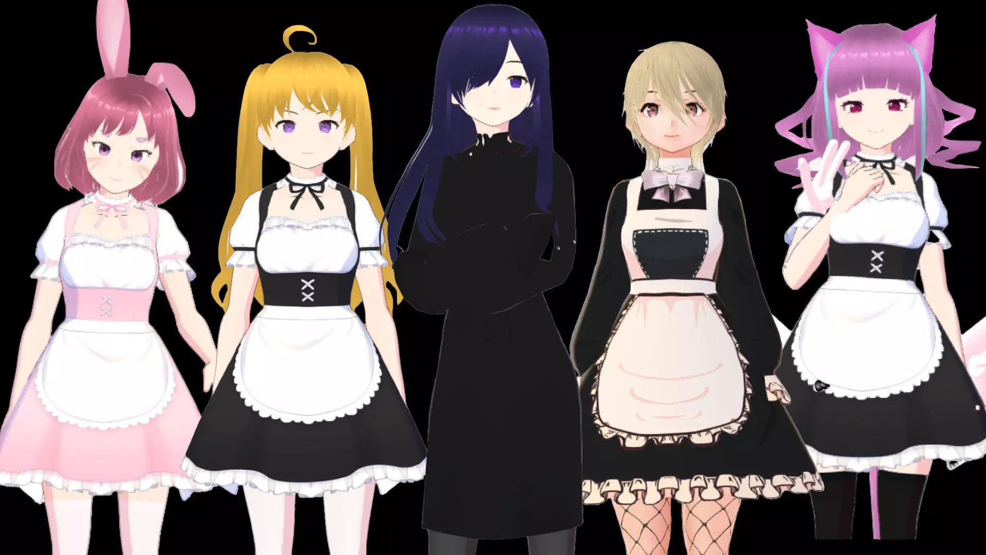 5 Cute Anime Girls Characters GoldenPACK 2 3D Model Collection_0