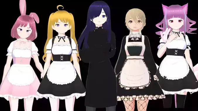 5 Cute Anime Girls Characters GoldenPACK 2 3D Model Collection 5 Cute Anime Girls Characters GoldenPACK 2 3D Model Collection