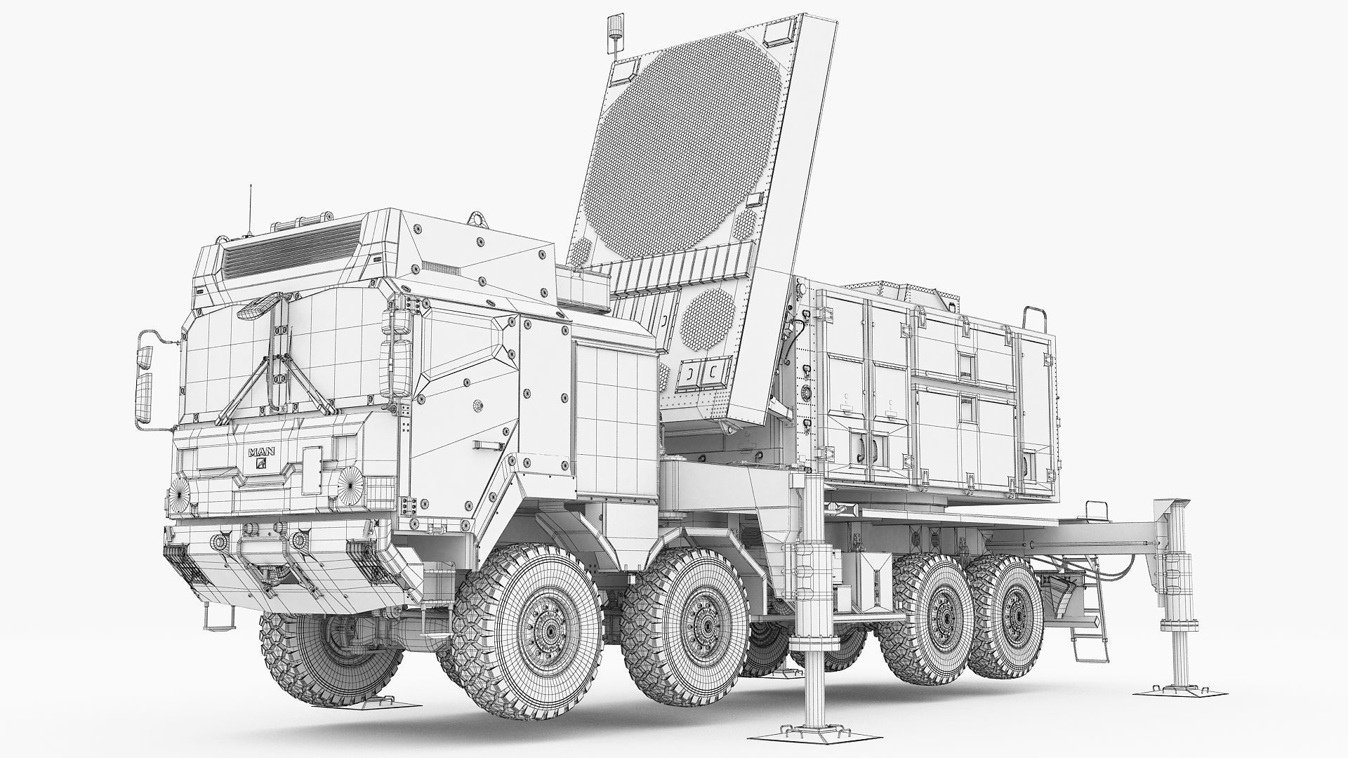Radar MPQ-53 based on MAN truck armor chassis 3D model_26