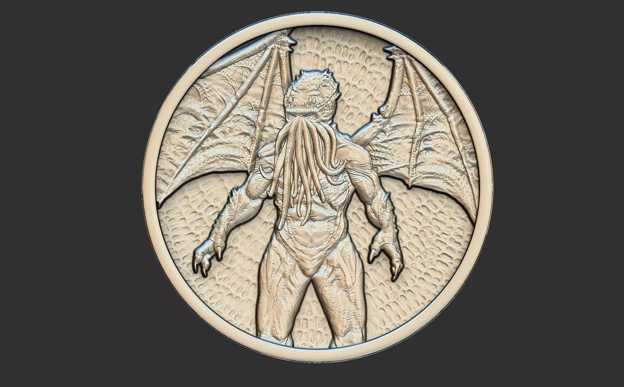 Cthulhu Lovecraftian Coin 3D print model_0