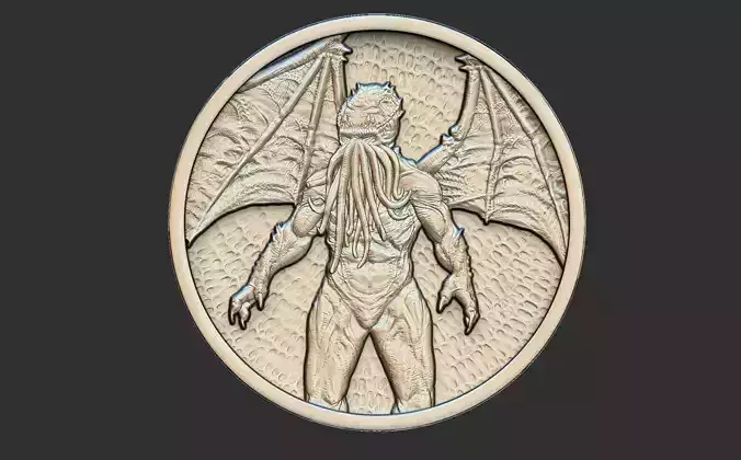 Cthulhu Lovecraftian Coin 3D print model
