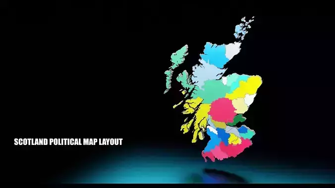 SCOTLAND POLITICAL MAP LAYOUT Low-poly 3D model