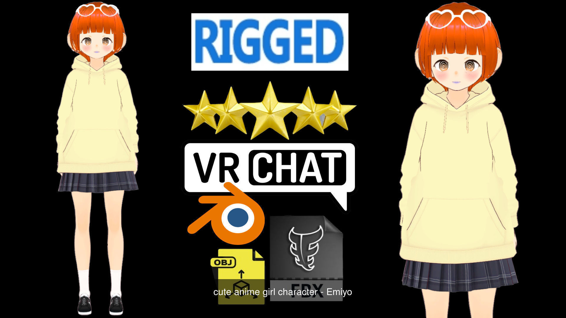 5 Cute Anime Girls Characters GoldenPACK 4 3D Model Collection_6