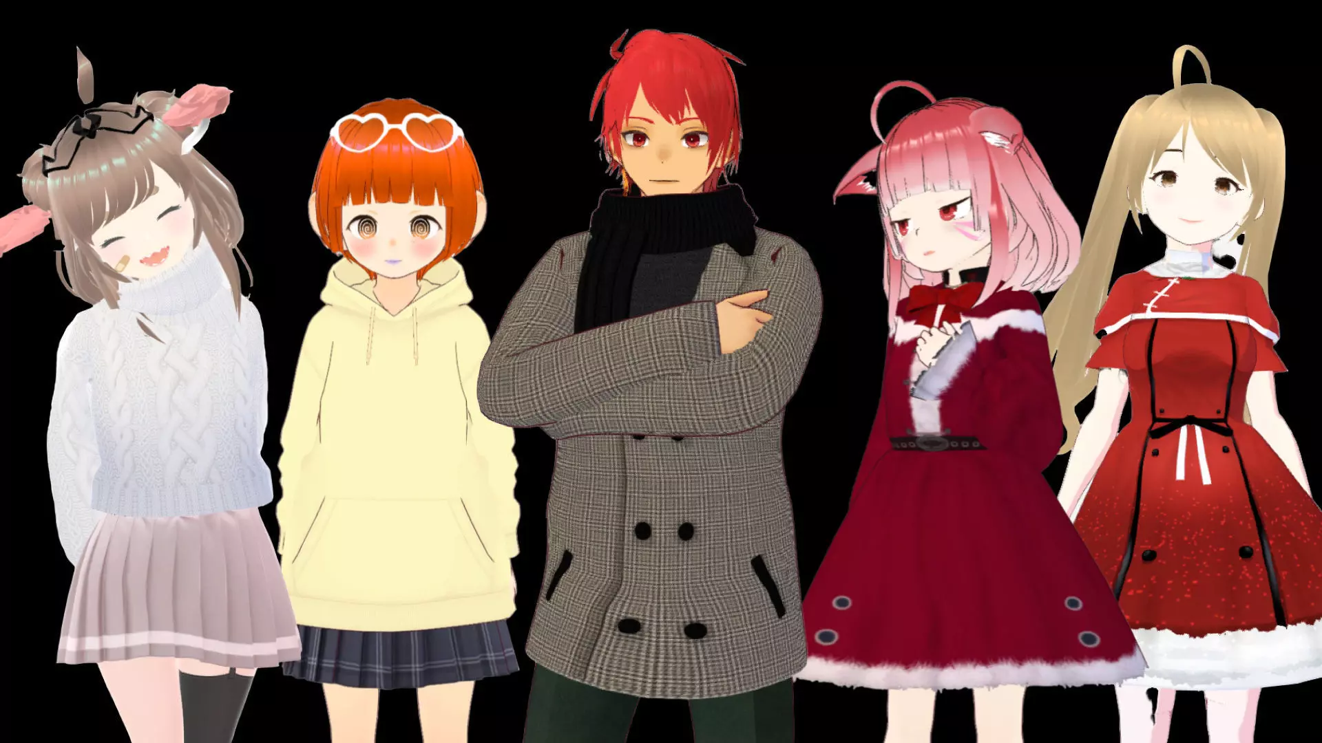 5 Cute Anime Girls Characters GoldenPACK 4 3D Model Collection_0