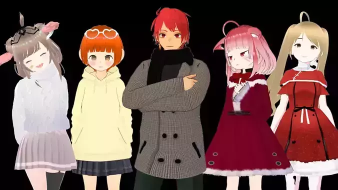 5 Cute Anime Girls Characters GoldenPACK 4 3D Model Collection 5 Cute Anime Girls Characters GoldenPACK 4 3D Model Collection