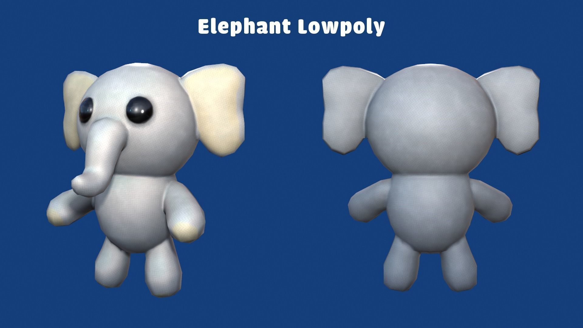 Stylized Stuffed Elephant Low-poly 3D model_3
