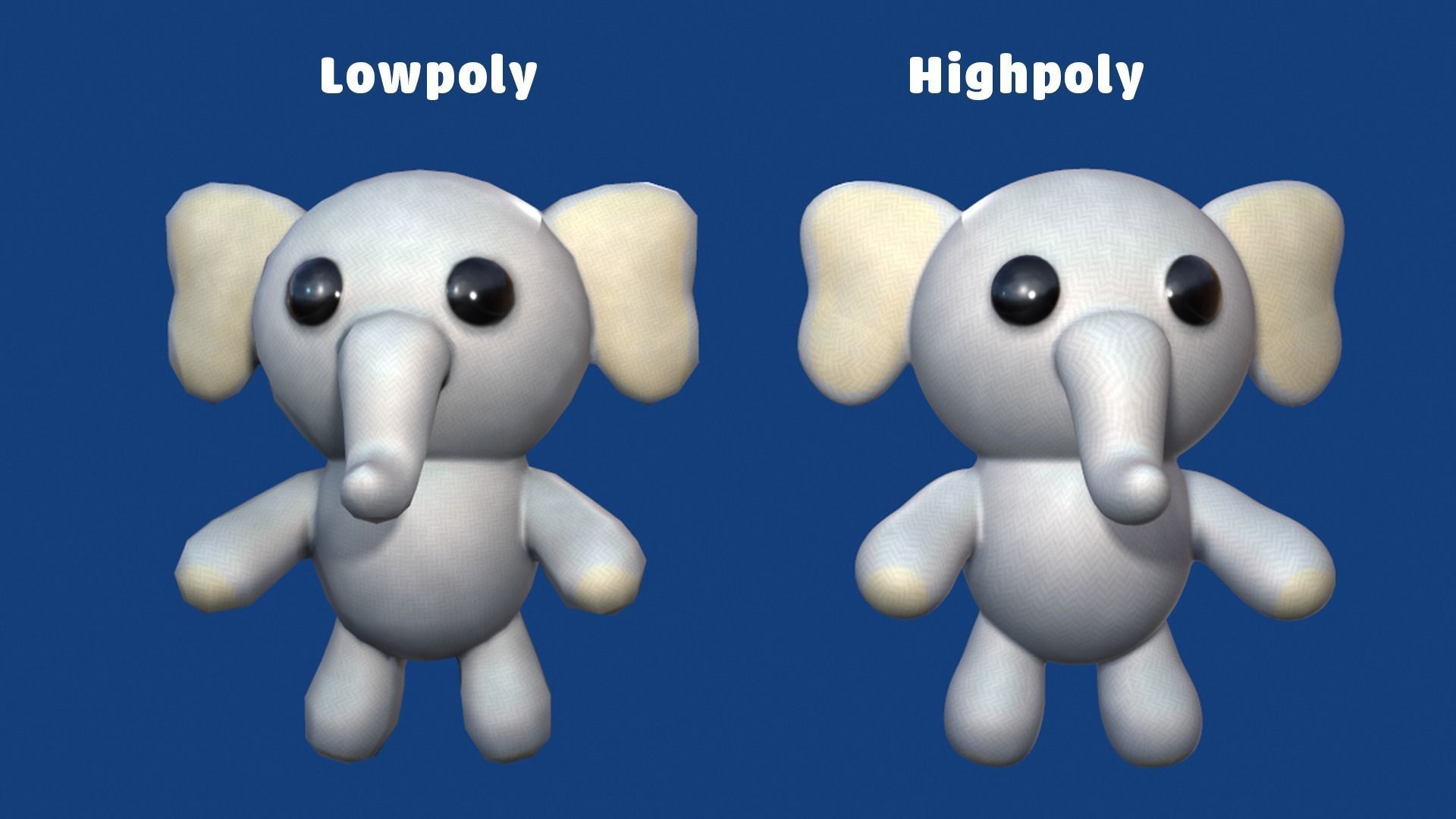Stylized Stuffed Elephant Low-poly 3D model_5