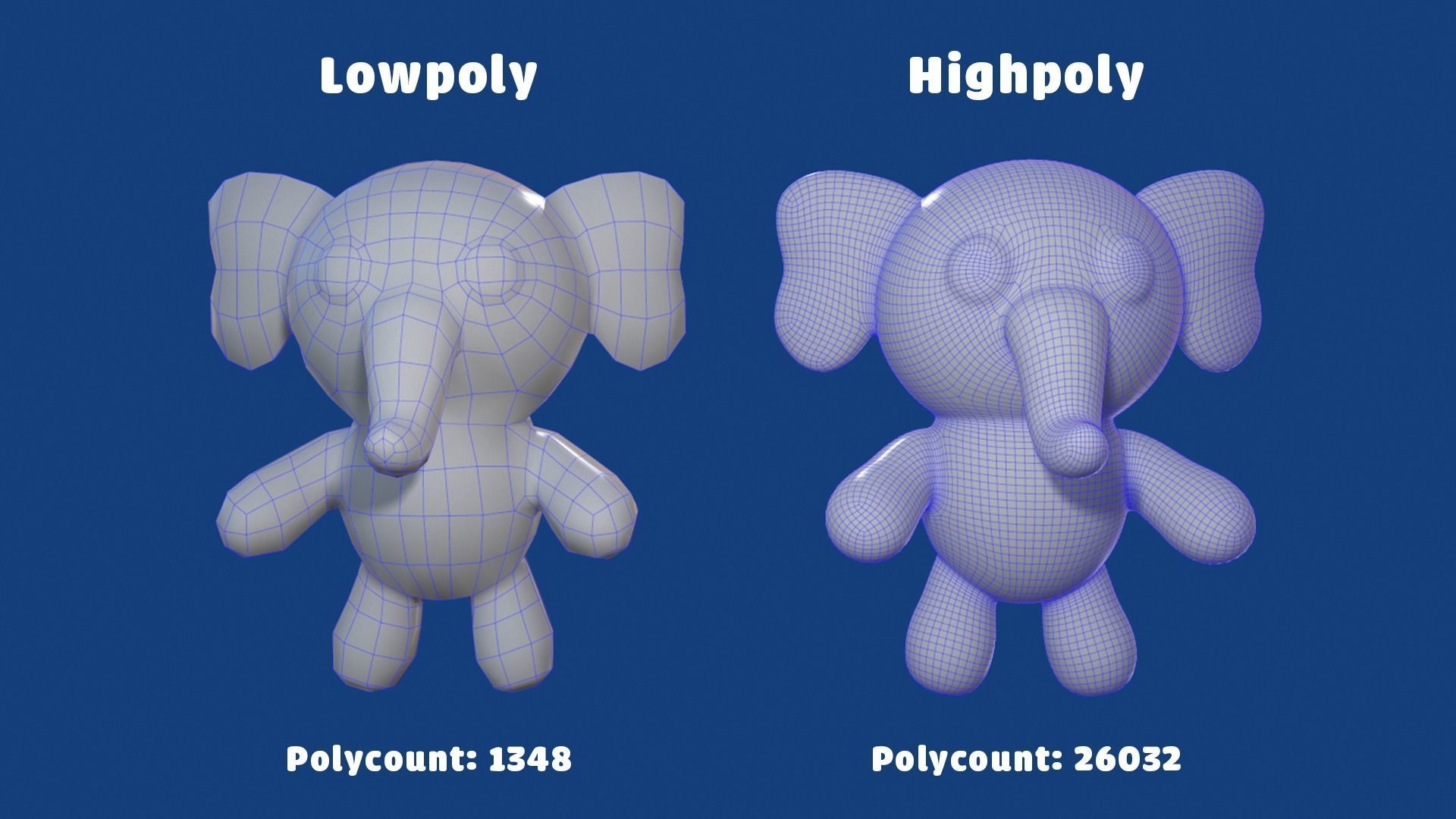 Stylized Stuffed Elephant Low-poly 3D model_4