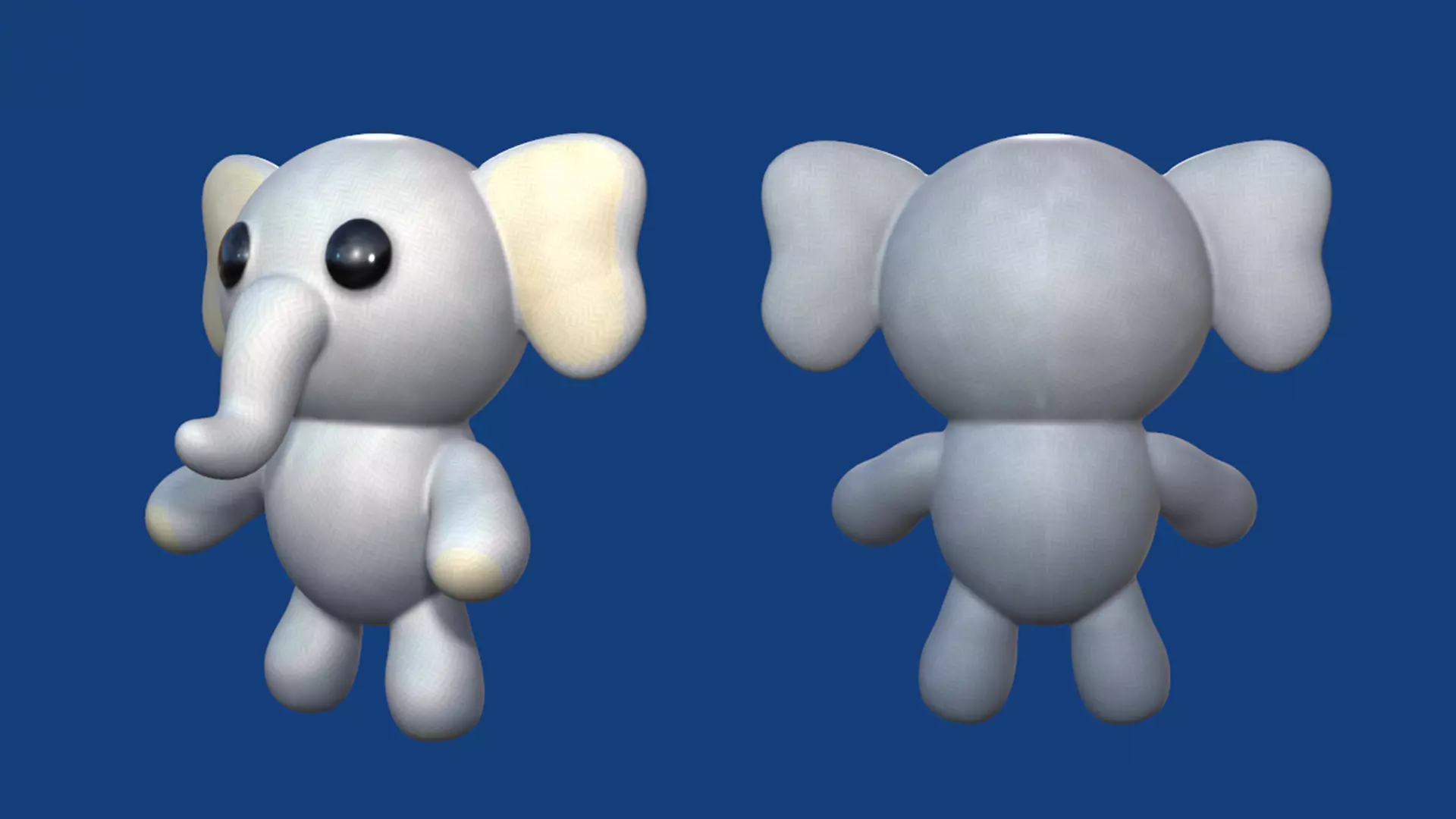 Stylized Stuffed Elephant Low-poly 3D model_0