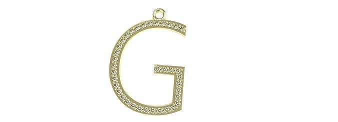 Letter G Diamond Pendant Gold Silver Platinum Luxury Jewelry 3D print model