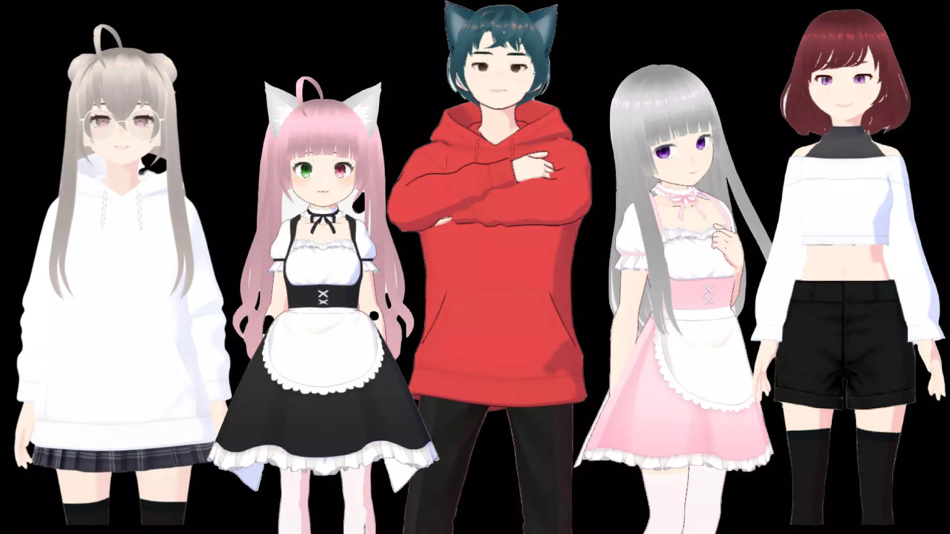 5 Cute Anime Girls Characters GoldenPACK 5 3D Model Collection_0