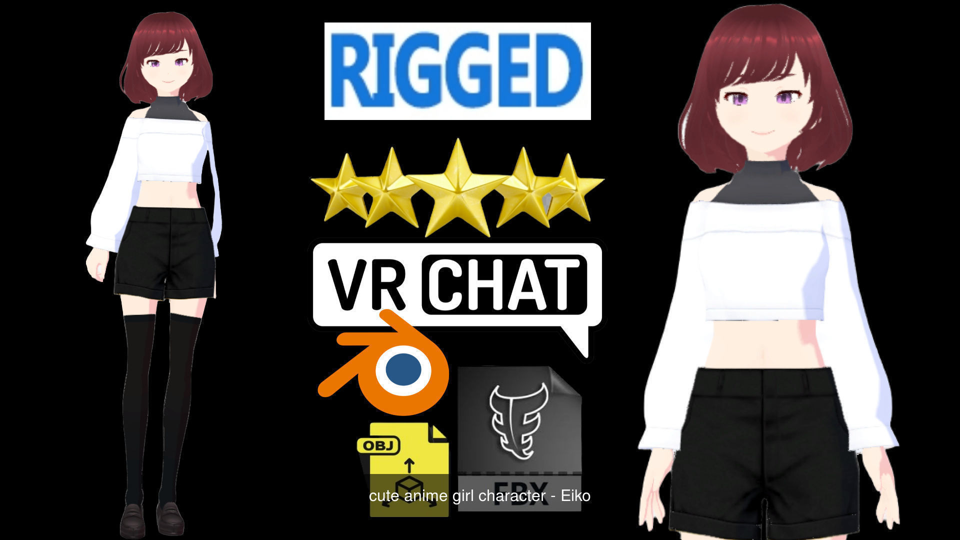 5 Cute Anime Girls Characters GoldenPACK 5 3D Model Collection_3