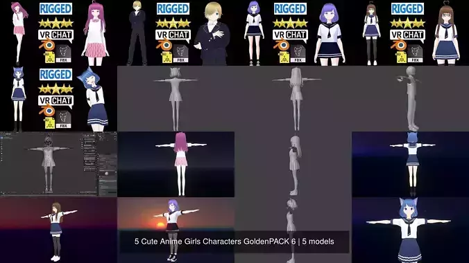 5 Cute Anime Girls Characters GoldenPACK 6