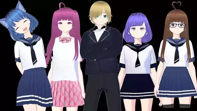 5 Cute Anime Girls Characters GoldenPACK 6 3D Model Collection 5 Cute Anime Girls Characters GoldenPACK 6 3D Model Collection