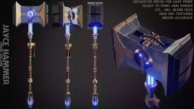Arcane Jayce Mercury Hammer for Cosplay 3D print model
